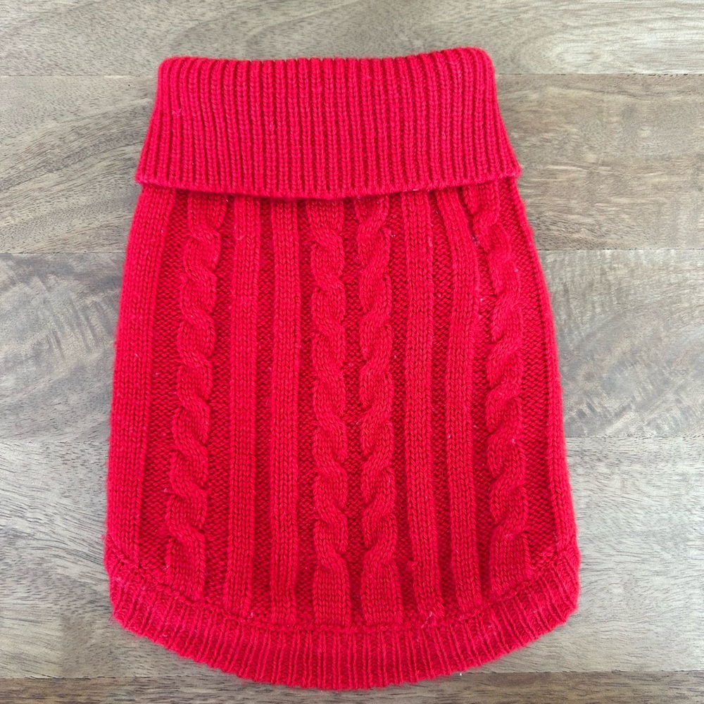 Dog Cozy Red Cable Knit Sweater